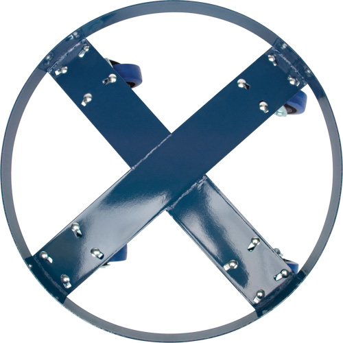 Chariot pour baril, Acier, Capacit&eacute;e 1400 lb, Diam&egrave;tre 24", Roue en &eacute;lastique bleu Distribution Jean Lapalme