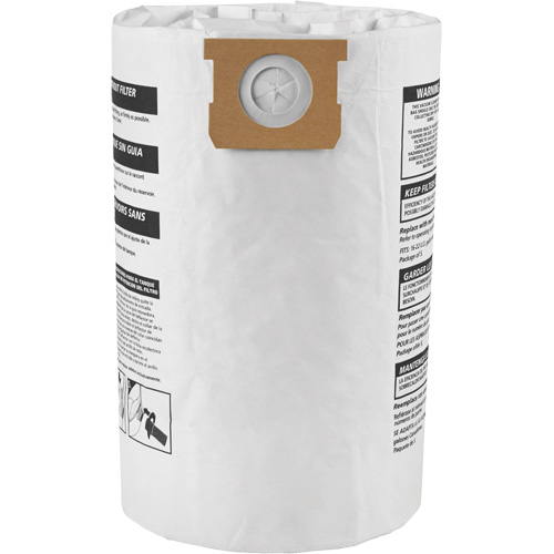 Sacs filtrants pour d&eacute;bris secs jetables de type G, 15 - 22 gal US Distribution Jean Lapalme