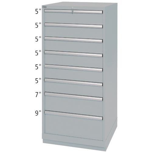 Drawer Cabinets, 8 Drawers, 28-1/4" W x 28-1/2" D x 59-1/2" H, Grey Distribution Jean Lapalme
