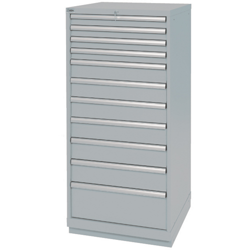 Drawer Cabinets, 11 Drawers, 28-1/4" W x 28-1/2" D x 59-1/2" H, Grey Distribution Jean Lapalme