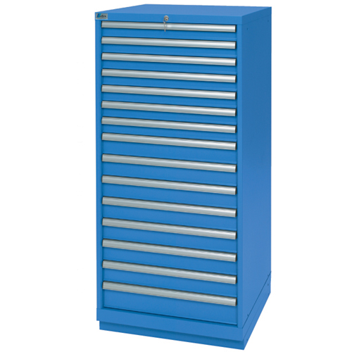 Drawer Cabinets, 15 Drawers, 28-1/4" W x 28-1/2" D x 59-1/2" H, Bright blue Distribution Jean Lapalme