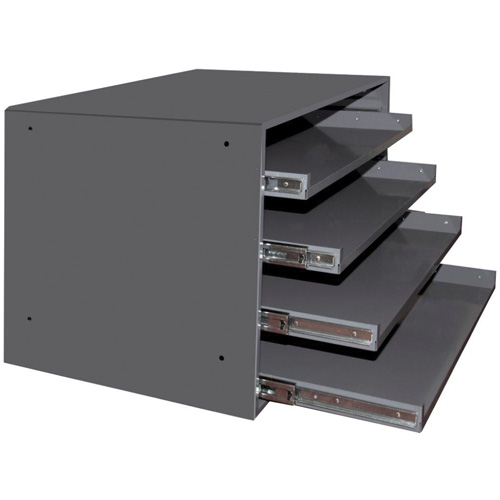 Compartment Box Cabinets, Steel, 4 Slots, 20" W x 15-3/4" D x 15" H, Grey Distribution Jean Lapalme