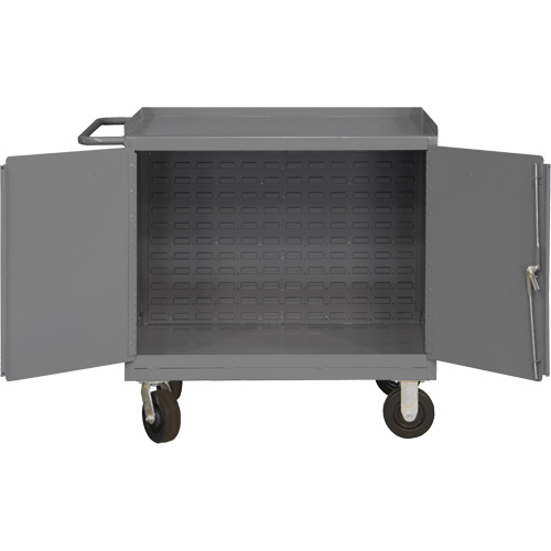 Mobile Workbench Cabinet with Louvered Panel Back, Steel Surface Distribution Jean Lapalme