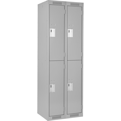 Clean Line Lockers, 2 -tier, Bank of 2, 24" x 18" x 72", Steel, Grey, Rivet (Assembled) Distribution Jean Lapalme