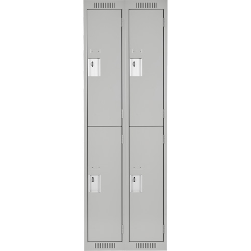 Clean Line Lockers, 2 -tier, Bank of 2, 24" x 18" x 72", Steel, Grey, Rivet (Assembled) Distribution Jean Lapalme