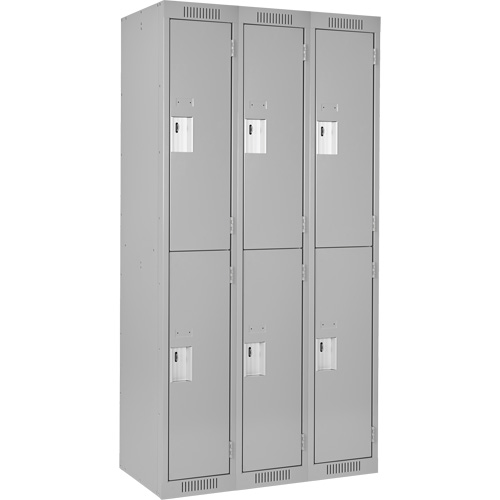 Clean Line Lockers, 2 -tier, Bank of 3, 36" x 18" x 72", Steel, Grey, Rivet (Assembled) Distribution Jean Lapalme