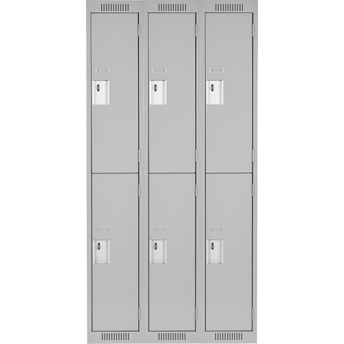 Clean Line Lockers, 2 -tier, Bank of 3, 36" x 18" x 72", Steel, Grey, Rivet (Assembled) Distribution Jean Lapalme