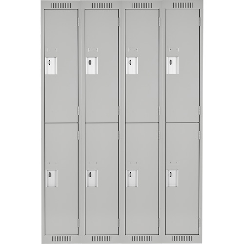 Clean Line Lockers, 2 -tier, Bank of 4, 48" x 18" x 72", Steel, Grey, Rivet (Assembled) Distribution Jean Lapalme