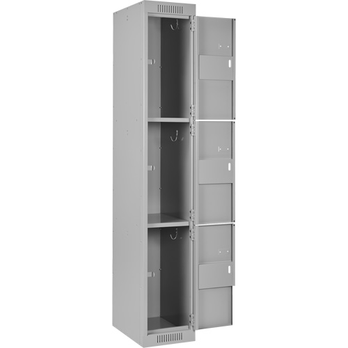 Clean Line Lockers, 3 -tier, Bank of 3, 36" x 18" x 72", Steel, Grey, Rivet (Assembled) Distribution Jean Lapalme