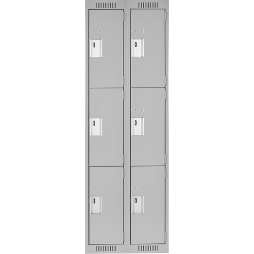Clean Line Lockers, 3 -tier, Bank of 2, 24" x 18" x 72", Steel, Grey, Rivet (Assembled) Distribution Jean Lapalme