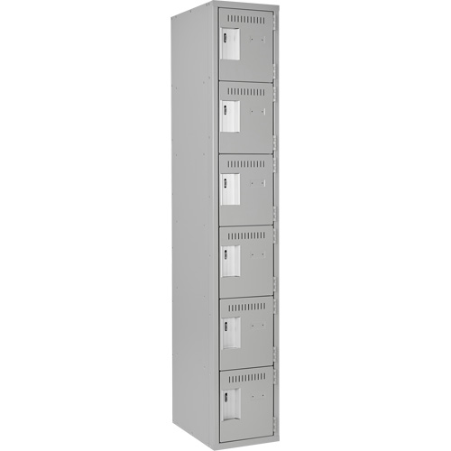 Clean Line Lockerettes, 6 -tier, 12" x 18" x 72", Steel, Grey, Rivet (Assembled) Distribution Jean Lapalme