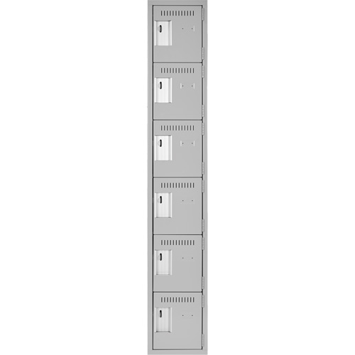 Clean Line Lockerettes, 6 -tier, 12" x 18" x 72", Steel, Grey, Rivet (Assembled) Distribution Jean Lapalme
