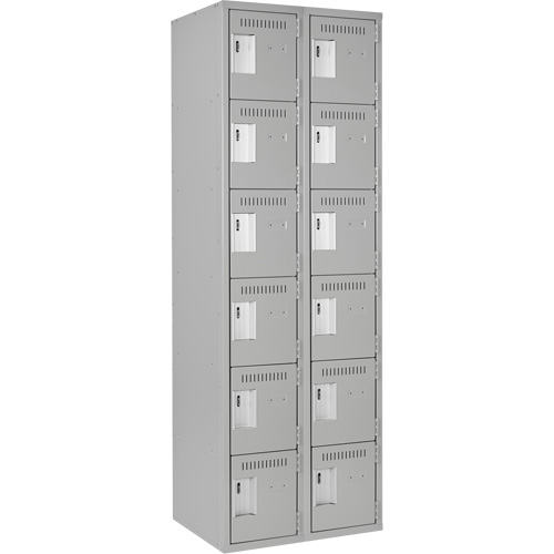 Clean Line Lockerettes, 6 -tier, Bank of 2, 24" x 18" x 72", Steel, Grey, Rivet (Assembled) Distribution Jean Lapalme