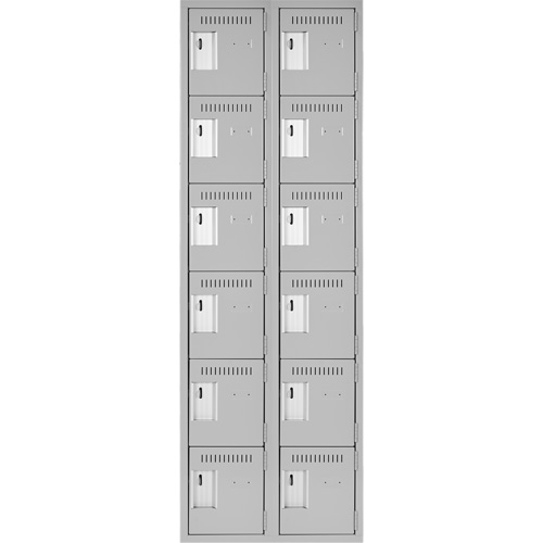 Clean Line Lockerettes, 6 -tier, Bank of 2, 24" x 18" x 72", Steel, Grey, Rivet (Assembled) Distribution Jean Lapalme