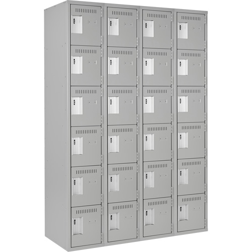 Clean Line Lockerettes, 6 -tier, Bank of 4, 48" x 18" x 72", Steel, Grey, Rivet (Assembled) Distribution Jean Lapalme