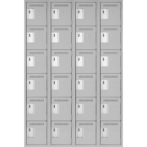 Clean Line Lockerettes, 6 -tier, Bank of 4, 48" x 18" x 72", Steel, Grey, Rivet (Assembled) Distribution Jean Lapalme