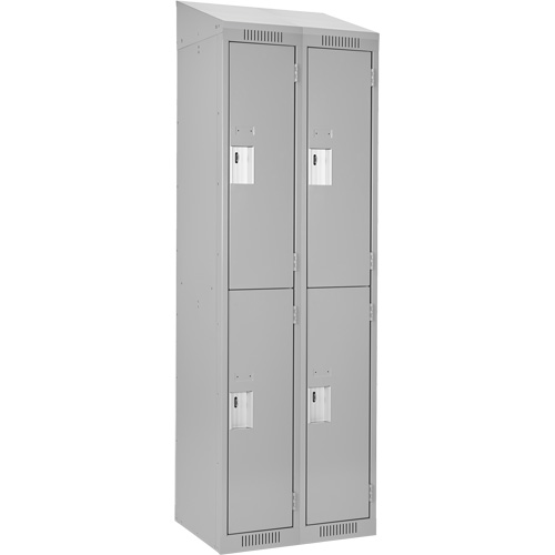 Clean Line Lockers, 2 -tier, Bank of 2, 24" x 18" x 78", Steel, Grey, Rivet (Assembled) Distribution Jean Lapalme