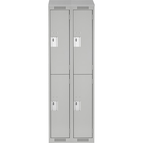 Clean Line Lockers, 2 -tier, Bank of 2, 24" x 18" x 78", Steel, Grey, Rivet (Assembled) Distribution Jean Lapalme