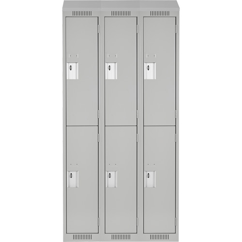Clean Line Lockers, 2 -tier, Bank of 3, 36" x 18" x 78", Steel, Grey, Rivet (Assembled) Distribution Jean Lapalme