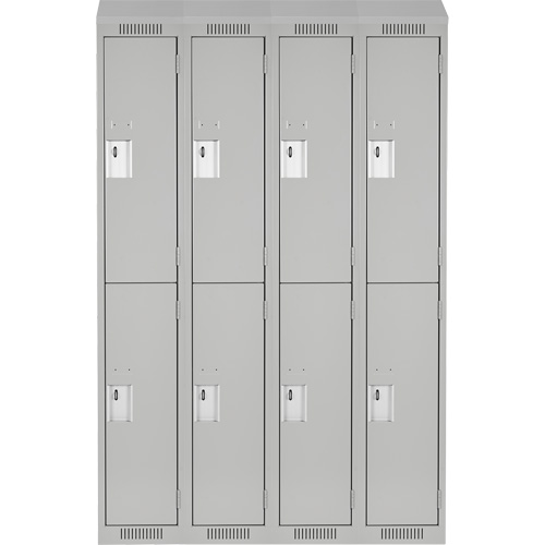Clean Line Lockers, 2 -tier, Bank of 4, 48" x 18" x 78", Steel, Grey, Rivet (Assembled) Distribution Jean Lapalme
