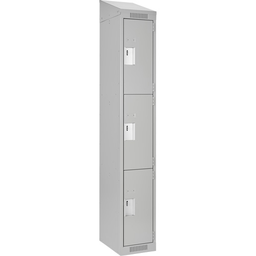Clean Line Lockers, 3 -tier, 12" x 18" x 78", Steel, Grey, Rivet (Assembled) Distribution Jean Lapalme