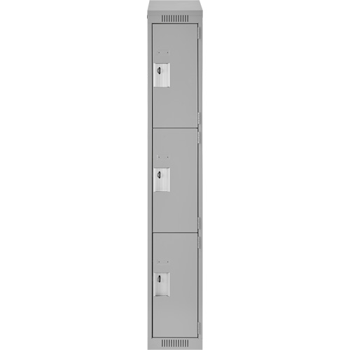 Clean Line Lockers, 3 -tier, 12" x 18" x 78", Steel, Grey, Rivet (Assembled) Distribution Jean Lapalme