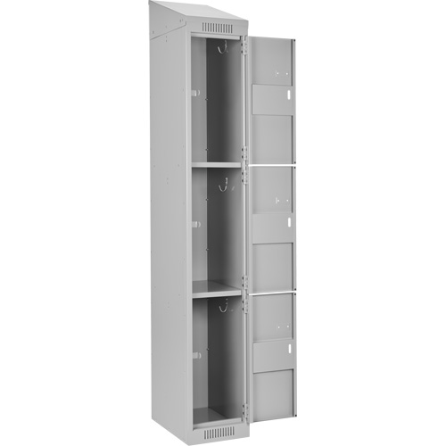 Clean Line Lockers, 3 -tier, Bank of 4, 48" x 18" x 78", Steel, Grey, Rivet (Assembled) Distribution Jean Lapalme