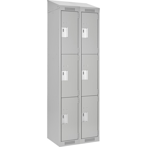 Clean Line Lockers, 3 -tier, Bank of 2, 24" x 18" x 78", Steel, Grey, Rivet (Assembled) Distribution Jean Lapalme