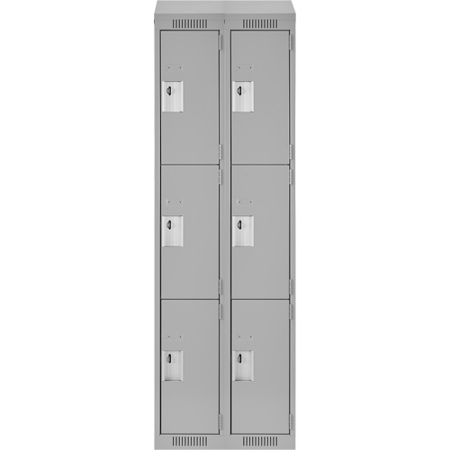 Clean Line Lockers, 3 -tier, Bank of 2, 24" x 18" x 78", Steel, Grey, Rivet (Assembled) Distribution Jean Lapalme