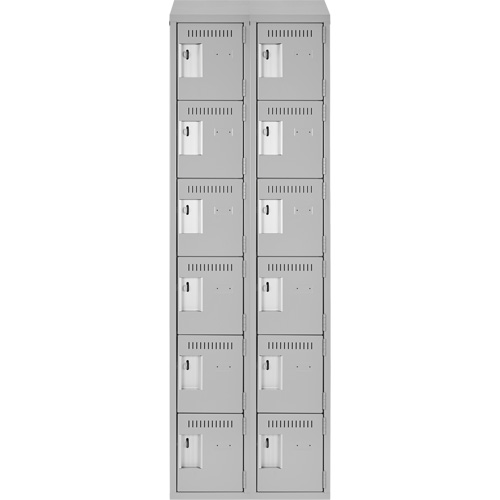 Clean Line Lockerette , 6 -tier, Bank of 2, 24" x 18" x 78", Steel, Grey, Rivet (Assembled) Distribution Jean Lapalme