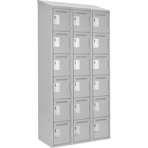 Clean Line Lockerette , 6 -tier, Bank of 3, 36" x 18" x 78", Steel, Grey, Rivet (Assembled) Distribution Jean Lapalme