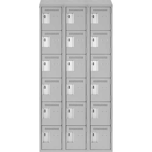 Clean Line Lockerette , 6 -tier, Bank of 3, 36" x 18" x 78", Steel, Grey, Rivet (Assembled) Distribution Jean Lapalme