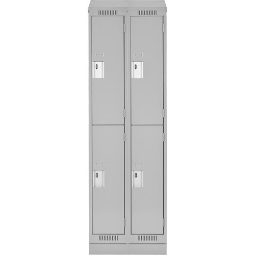 Clean Line Lockers, 2 -tier, Bank of 2, 24" x 18" x 82", Steel, Grey, Rivet (Assembled) Distribution Jean Lapalme