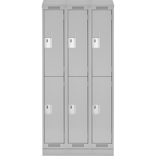 Clean Line Lockers, 2 -tier, Bank of 3, 36" x 18" x 82", Steel, Grey, Rivet (Assembled) Distribution Jean Lapalme
