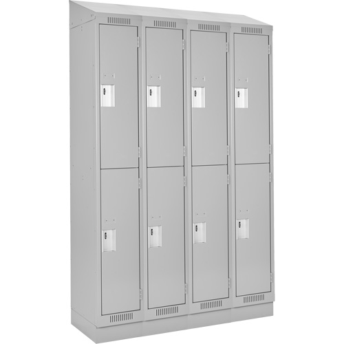 Clean Line Lockers, 2 -tier, Bank of 4, 48" x 18" x 82", Steel, Grey, Rivet (Assembled) Distribution Jean Lapalme