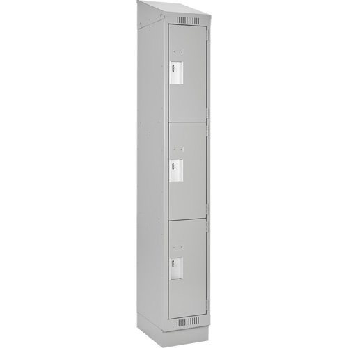 Clean Line Lockers, 3 -tier, 12" x 18" x 82", Steel, Grey, Rivet (Assembled) Distribution Jean Lapalme