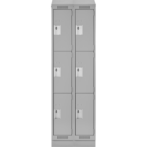 Clean Line Lockers, 3 -tier, Bank of 2, 24" x 18" x 82", Steel, Grey, Rivet (Assembled) Distribution Jean Lapalme