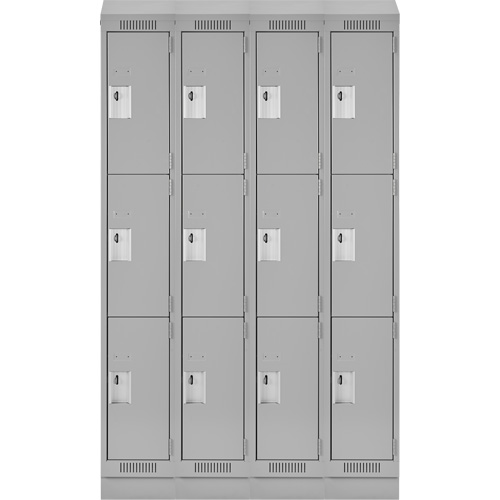 Clean Line Lockers, 3 -tier, Bank of 4, 48" x 18" x 82", Steel, Grey, Rivet (Assembled) Distribution Jean Lapalme