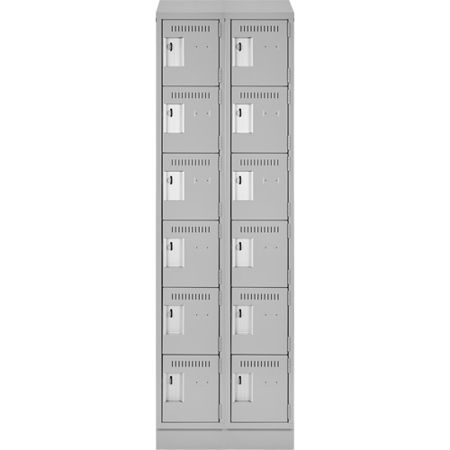 Clean Line Lockerette, 6 -tier, Bank of 2, 24" x 18" x 82", Steel, Grey, Rivet (Assembled) Distribution Jean Lapalme