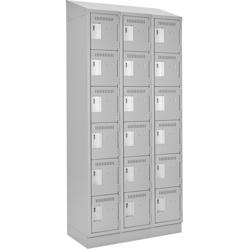 Clean Line Lockerette, 6 -tier, Bank of 3, 36" x 18" x 82", Steel, Grey, Rivet (Assembled) Distribution Jean Lapalme