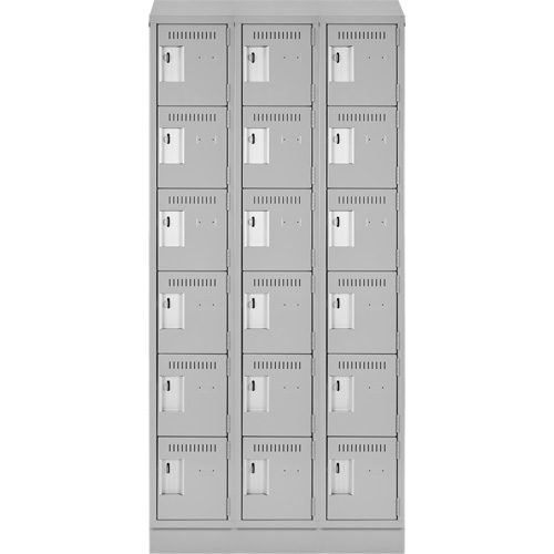 Clean Line Lockerette, 6 -tier, Bank of 3, 36" x 18" x 82", Steel, Grey, Rivet (Assembled) Distribution Jean Lapalme