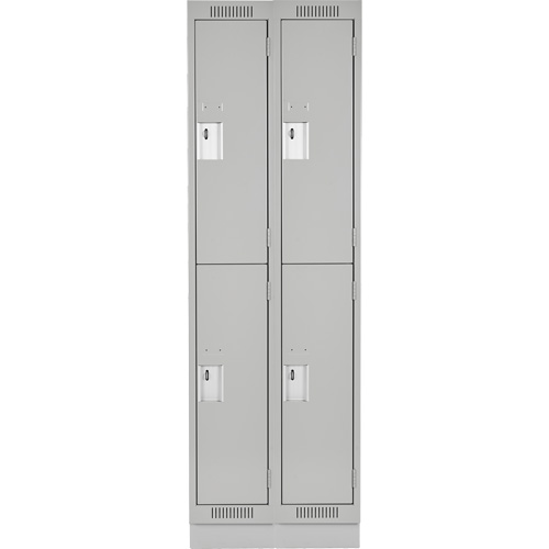 Clean Line Lockers, 2 -tier, Bank of 2, 24" x 18" x 76", Steel, Grey, Rivet (Assembled) Distribution Jean Lapalme