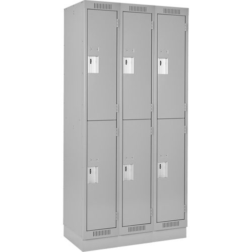 Clean Line Lockers, 2 -tier, Bank of 3, 36" x 18" x 76", Steel, Grey, Rivet (Assembled) Distribution Jean Lapalme