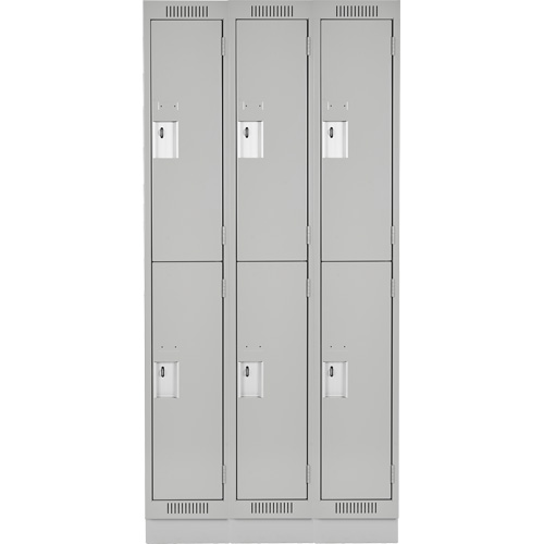 Clean Line Lockers, 2 -tier, Bank of 3, 36" x 18" x 76", Steel, Grey, Rivet (Assembled) Distribution Jean Lapalme