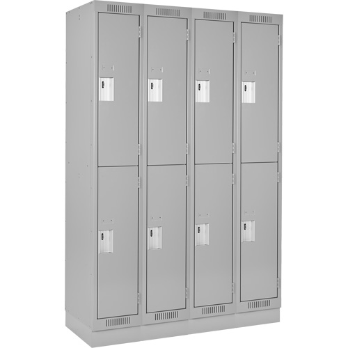 Clean Line Lockers, 2 -tier, Bank of 4, 48" x 18" x 76", Steel, Grey, Rivet (Assembled) Distribution Jean Lapalme