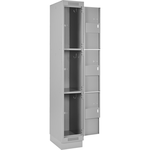 Clean Line Lockers, 3 -tier, Bank of 4, 48" x 18" x 76", Steel, Grey, Rivet (Assembled) Distribution Jean Lapalme