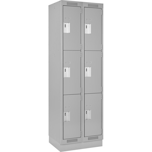 Clean Line Lockers, 3 -tier, Bank of 2, 24" x 18" x 76", Steel, Grey, Rivet (Assembled) Distribution Jean Lapalme