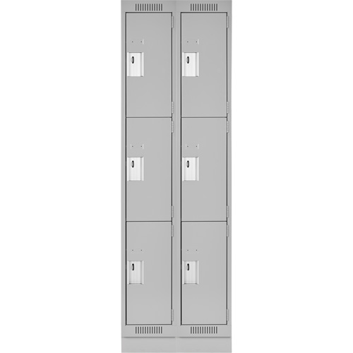 Clean Line Lockers, 3 -tier, Bank of 2, 24" x 18" x 76", Steel, Grey, Rivet (Assembled) Distribution Jean Lapalme