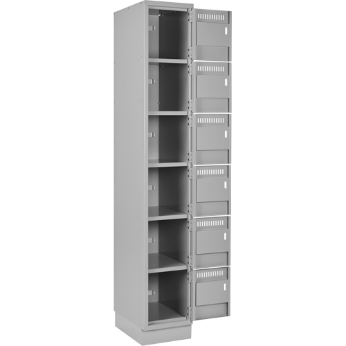 Clean Line Lockerette, 6 -tier, Bank of 4, 48" x 18" x 76", Steel, Grey, Rivet (Assembled) Distribution Jean Lapalme