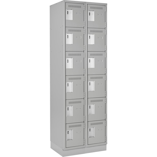 Clean Line Lockerette, 6 -tier, Bank of 2, 24" x 18" x 76", Steel, Grey, Rivet (Assembled) Distribution Jean Lapalme